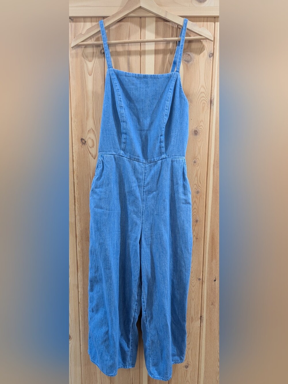 4/$40 Old Navy Blue Denim Wide Leg Romper - Picture 2 of 9